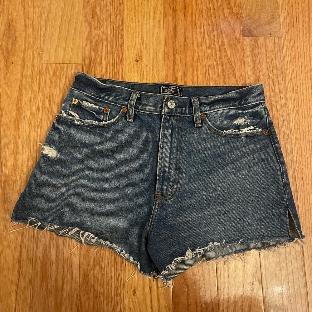 Abercrombie & Fitch Blue Distressed Jean Shorts